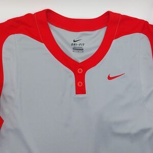 Nike Dri-Fit Baseball Jersey Two Button Henley Men's XL Ohio State Colors NEW!